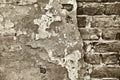 Part of an old wall in the style of sepia Royalty Free Stock Photo