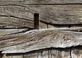 Part of old weathered wooden door with hand forged nails Royalty Free Stock Photo