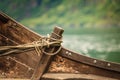 Part of old wooden viking boat closeup Royalty Free Stock Photo