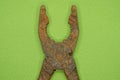 Part on a one brown old iron rusty pliers Royalty Free Stock Photo