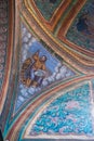 Part of painted cupola of Preciosa Sangre de Cristo church. Teotitlan del Valle, Oaxaca, Mexico Royalty Free Stock Photo