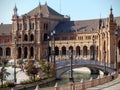 Part of the Plaza de Espana with a small bridge to Seville in Spain.