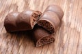 Part porous chocolate close-up Royalty Free Stock Photo