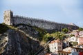 Porto, Portugal`s midieval city walls make an imposing site from the waterfront below. Royalty Free Stock Photo