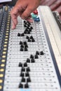 Part of a proffesionellen sound mixing console, hand controls th
