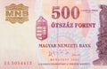 Part of purple Hungary 500 Forint 1993 Banknotes fragment