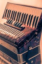 Part red musical instrument accordion, white background Royalty Free Stock Photo