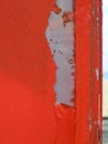 Part of a red painted window partly damaged Royalty Free Stock Photo
