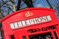 Part Of A Red Public Telephone Call Box Royalty Free Stock Photo