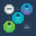 Part of the report with icons set. Diagram. Template of chart or presentation consisting of three octagons. Infographic of