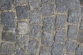 Part of road surface, paved with cobbles Royalty Free Stock Photo