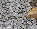 Part of the rock garden with decorative gravel and natural stones, Royalty Free Stock Photo