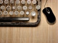 Part of ruined keyboard with modern mouse Royalty Free Stock Photo