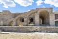 part of ruins of arch-shaped structure of Ottoman architecture at GjirokastÃÂ«r castle in Albania.