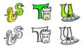 Part 7 s t u coloring book letters with pictures in german and english Royalty Free Stock Photo