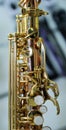 Part of a saxophone close up Royalty Free Stock Photo