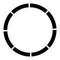 8 part, section segmented circle. Abstract dashed lines circular geometric element