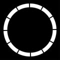 12 part, section segmented circle. Abstract dashed lines circular geometric element