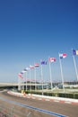 Part of Sochi Autodrom with Flags Different Countries.