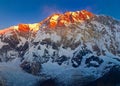 Part of south face of Annapurna I Mount at sunrise Royalty Free Stock Photo