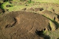 Part of `Special Canoe`, the Ancient Petrogryphs at Papa Vaka Archaeological Site on Easter Island, Chile