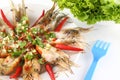 Part of spicy dressed salad prawn Royalty Free Stock Photo