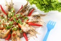 Part of spicy dressed salad prawn Royalty Free Stock Photo