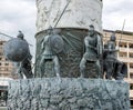 Part of statue Warrior on a Horse, which stands on a massive pedestal which is also a fountain. Macedonia, Skopje