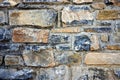 Part of a stone wall made of carved stone with different structure and color Royalty Free Stock Photo