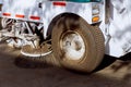 Part of a street cleaning vehicle.