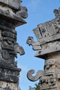 Part of temple of reliefs in Chichen Itza. Royalty Free Stock Photo