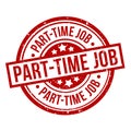 Part-time job round red grunge stamp badge