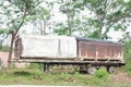 Part of trailer truck was left in the park Royalty Free Stock Photo