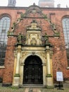 Part view of the exteriour detail Church of the Holy Spirit Ghost on Copenhagen Royalty Free Stock Photo