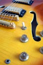 Part of vintage semi-hollow body electric guitars Royalty Free Stock Photo
