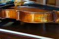 Part of the violin. Side view Royalty Free Stock Photo