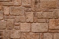Part of wall with beautiful shell rock bricks masonry. Texture of natural stones. Royalty Free Stock Photo