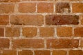 Part of the wall of an old house inside of red brick close up. Background Royalty Free Stock Photo