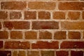 Part of the wall of an old house inside of red brick close up. Background Royalty Free Stock Photo