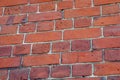 Part of the wall of a 19th century building made of old red brick. Urban background with a beautiful shape in Royalty Free Stock Photo