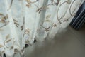 The part of white lace curtain of a window Royalty Free Stock Photo
