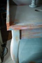 Part of wooden desk painted with chalky paint diy ideas