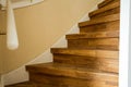 Part of the wooden stairs, close up modern home design Royalty Free Stock Photo