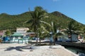 A part of a yacht harbour overgrown with palm trees in the town of Philipsburg on the Dutch part.