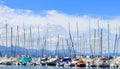 Part of yachts and boats at Ouchy port Royalty Free Stock Photo