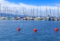 Part of yachts and boats at Ouchy port. Lausanne Royalty Free Stock Photo