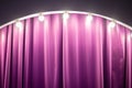 Part of the zone on the stage, decorated with lamps. Purple backstage, bright lighting