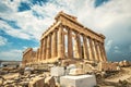 Parthenon on Acropolis, Athens, Greece. It is top landmark of Athens. Famous temple in Athens city center. Scenery of Greek ruins Royalty Free Stock Photo