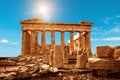 Parthenon on Acropolis of Athens, Greece. It is a top landmark of Athens. Nice scenery of Ancient Greek ruins in Athens center Royalty Free Stock Photo