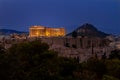 Parthenon, Acropolis of Athens and Lykavitos Hill Royalty Free Stock Photo